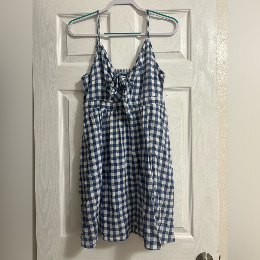 Old Navy Blue and White Checkered Mini Dress